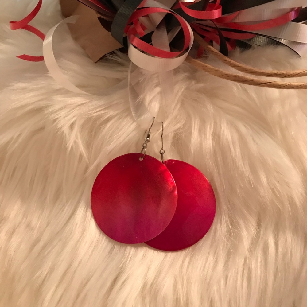 Large Red Hoop Earrings